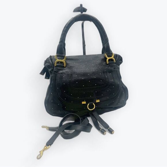 Chloe Medium Black Leather Studded Marcie Convertible 2way Satchel Ltd Edition - Picture 3 of 16